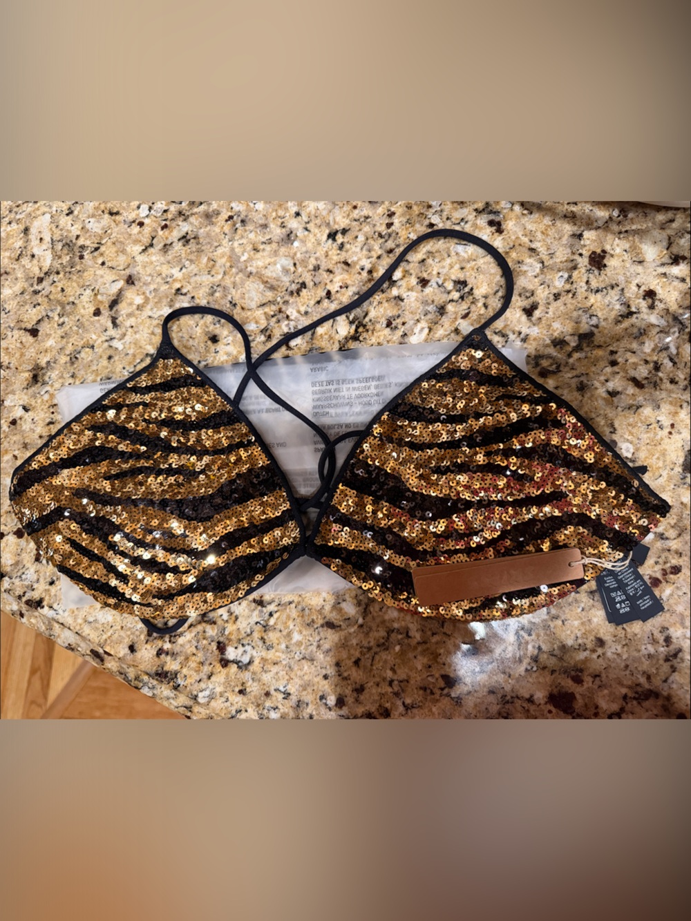 SKIMS Sequin Tiger Stripe Bandeau - Gold & Black